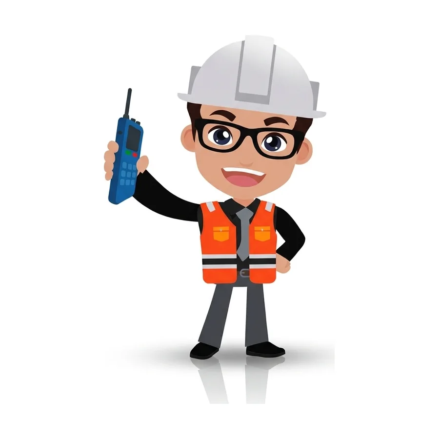 Ilustração de engenheiro com capacete branco, óculos e colete de segurança Ilustração de engenheiro com capacete branco, óculos e colete de segurança